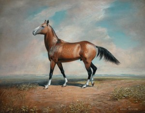 Horse "Gauhar"  (Akhal-Teke)2008, 13.7х17.7 inches, canvas, oil         